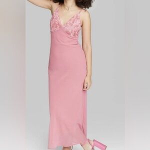 Wild Fable Women’s Sleeveless Rosette Cup Maxi Dress Pink Medium NWT